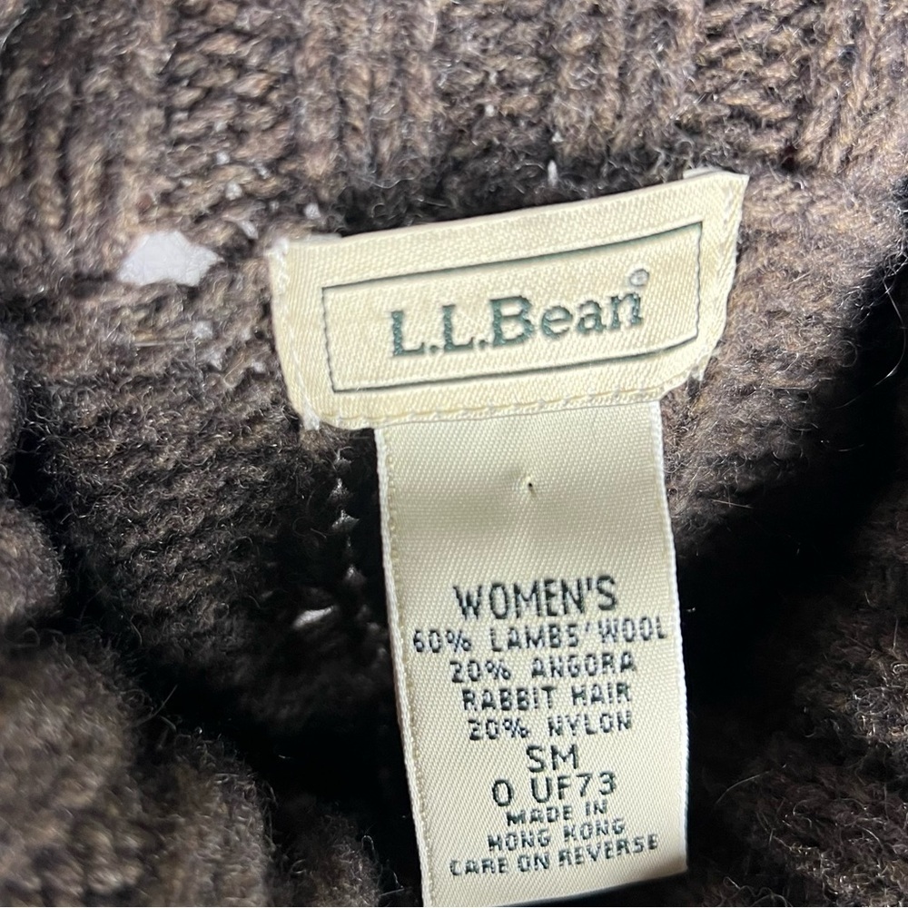 L.L. Bean Sweater Womens Small Vintage Cable Knit Lambs Wool Angora Turtleneck - Picture 7 of 7